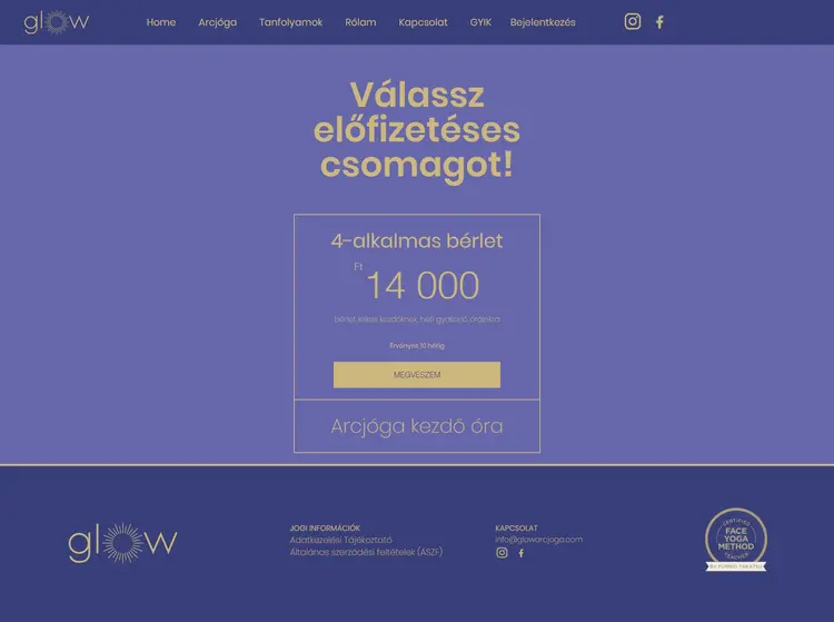 glow arcjóga hu csomagválasztás