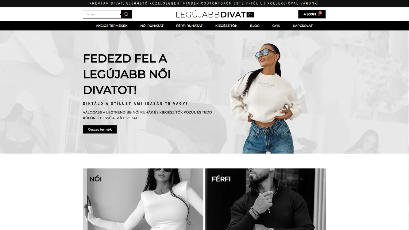 webáruház készítés legujabb divat referencia