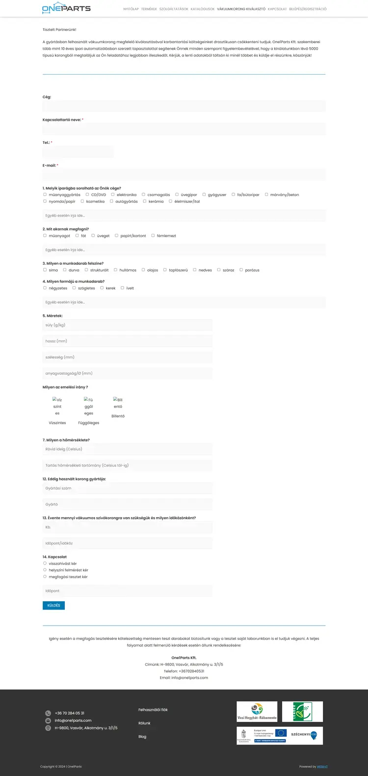 one1parts com vakumkorong kiválasztó