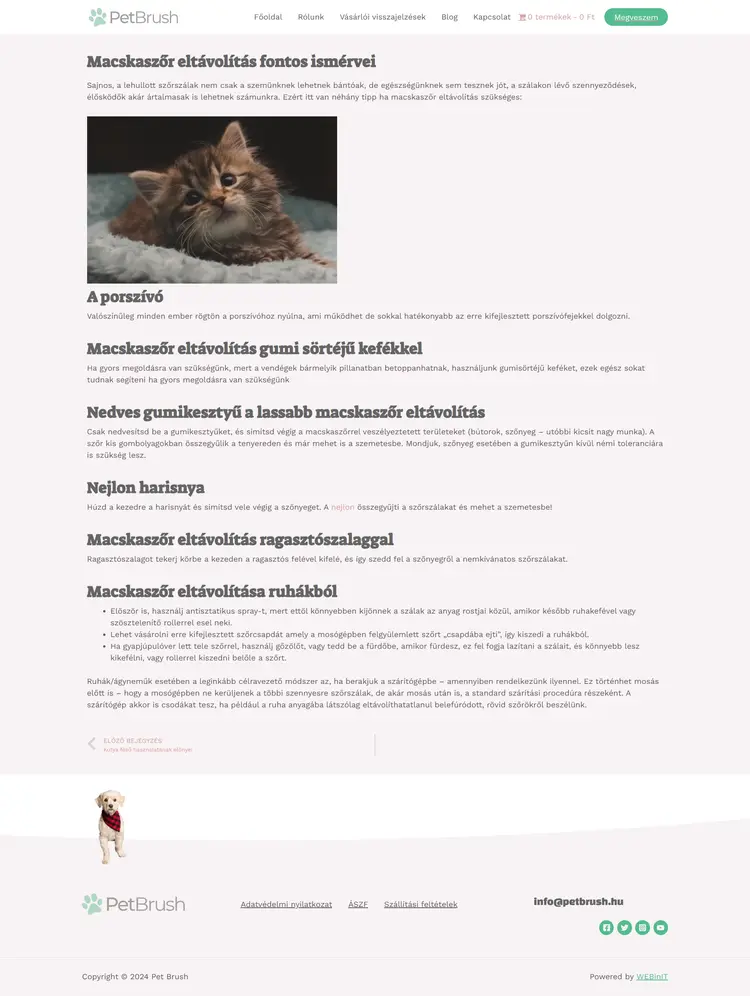 petbrush hu macskaszőr eltávolítás fontos ismérvei